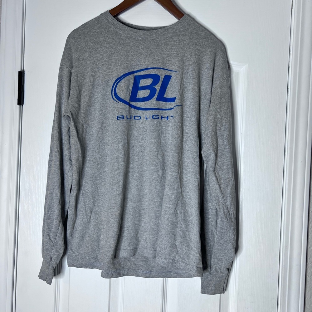 Gray Bud Light Long Sleeve Men's Shirt - Large